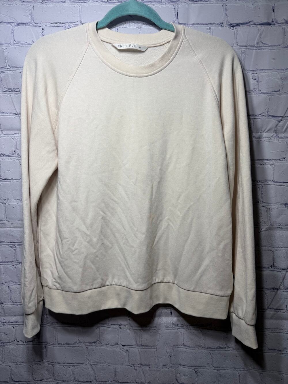 Free Fly Womens Crewneck Sweatshirt Cream Sz M Casual Bamboo